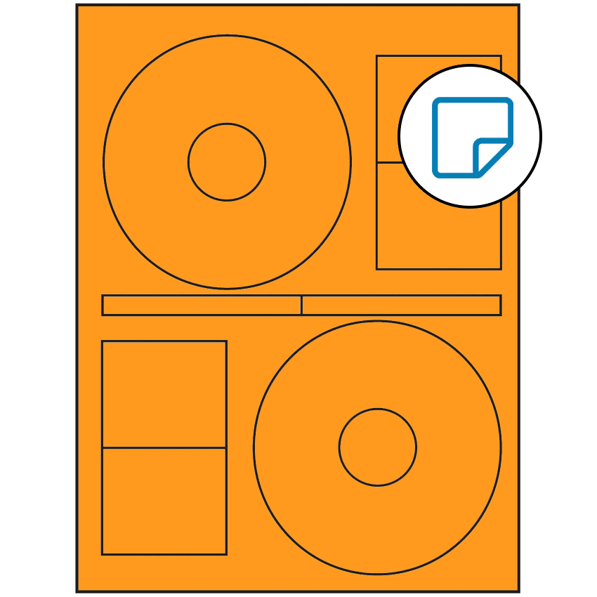 4.64" x 4.64" Fluorescent Orange Sheet Labels - Removable Adhesive