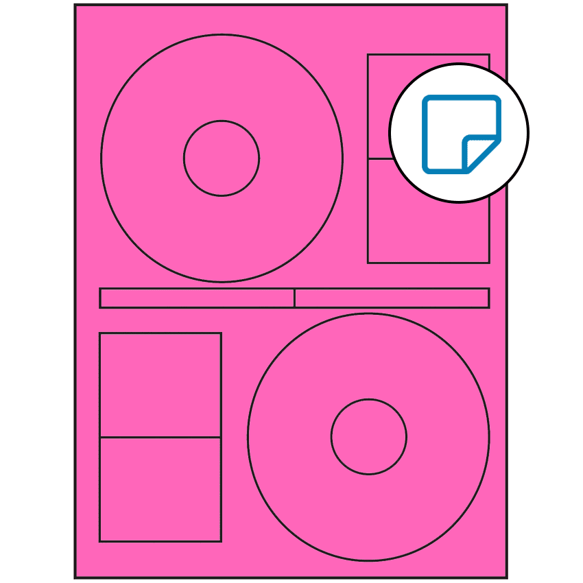 4.64" x 4.64" Fluorescent Pink Sheet Labels - Removable Adhesive