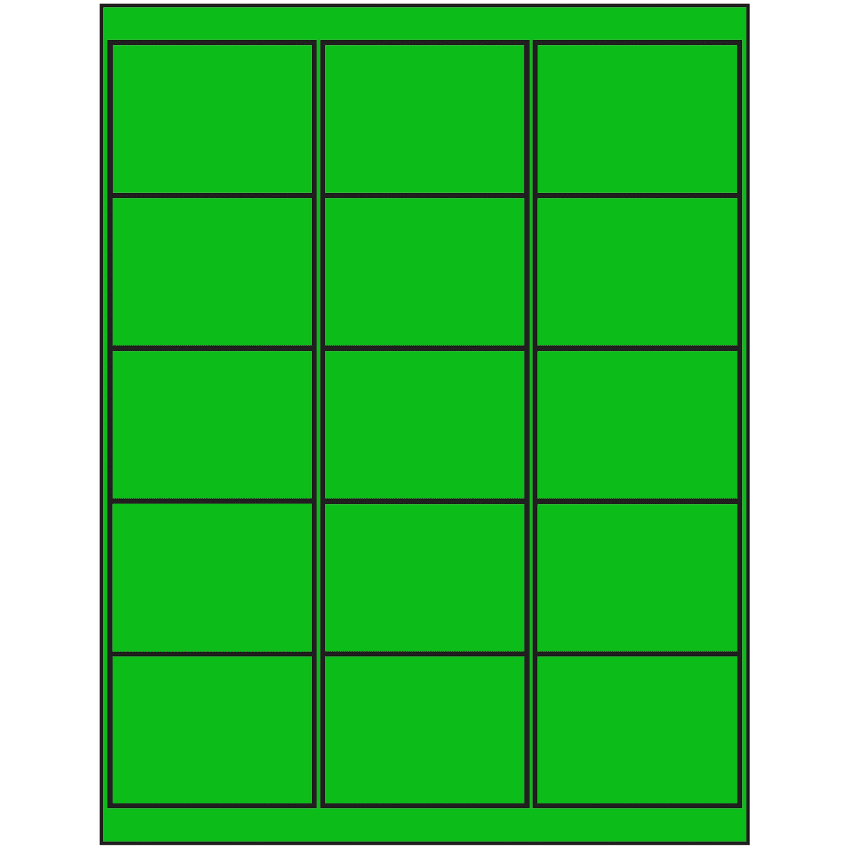 2.6875" x 2" Fluorescent Green Rectangular Sheet Labels