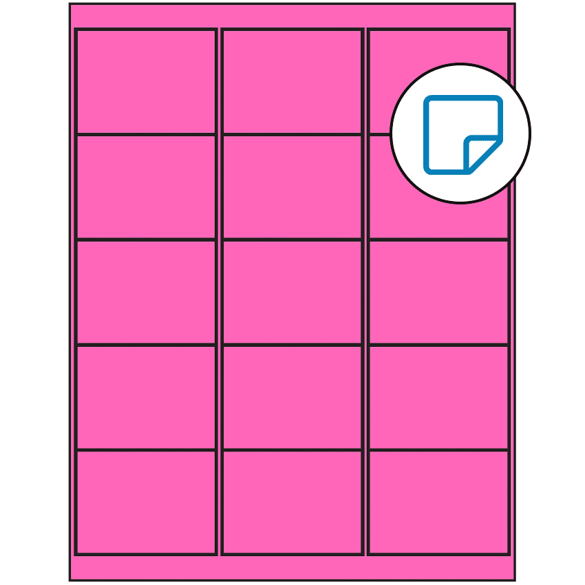 2.6875" x 2" Fluorescent Pink Rectangular Sheet Labels - Removable Adhesive
