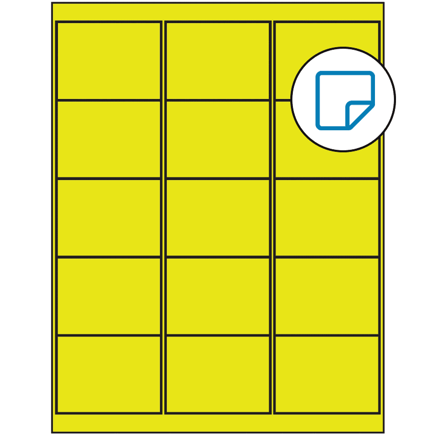 2.6875" x 2" Fluorescent Yellow Rectangular Sheet Labels - Removable Adhesive