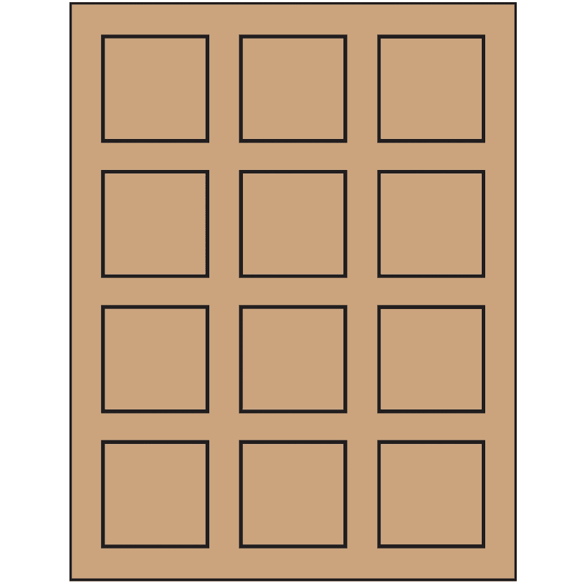 2" x 2" Brown Kraft Square Sheet Labels