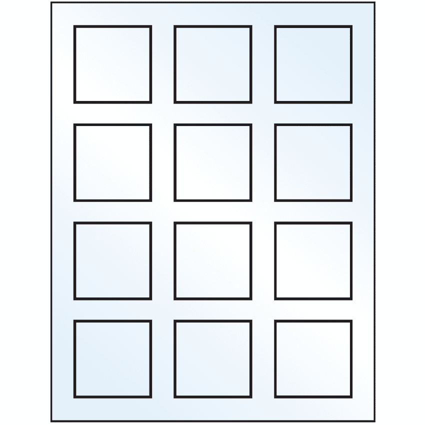 2" x 2" Crystal Clear Square Sheet Labels