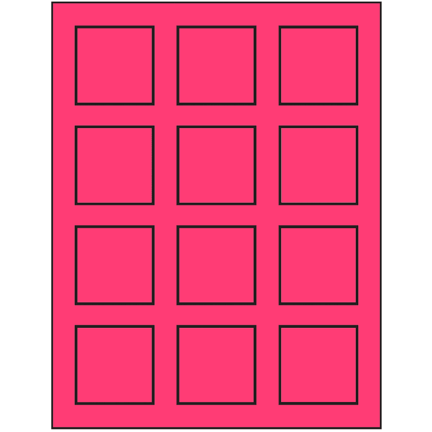 2" x 2" Fluorescent Pink Square Sheet Labels