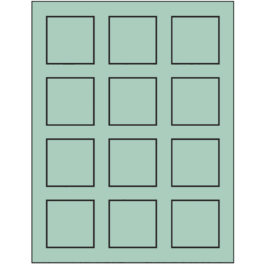 2" x 2" Pastel Green Square Sheet Labels