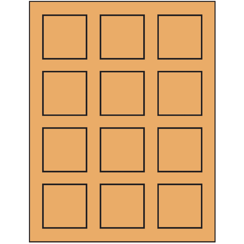2" x 2" Pastel Orange Square Sheet Labels