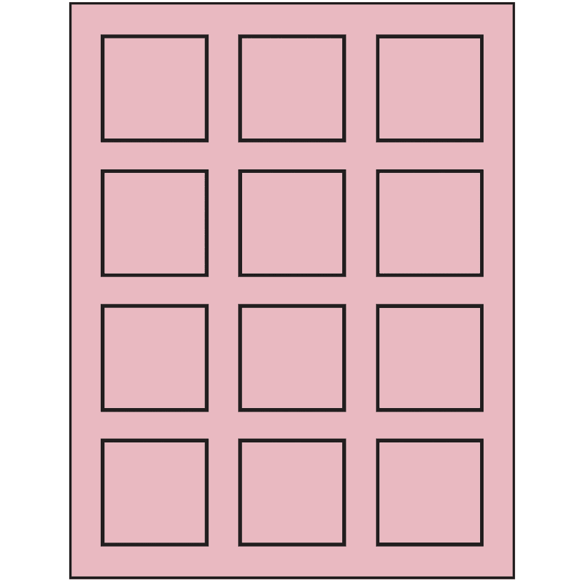2" x 2" Pastel Pink Square Sheet Labels