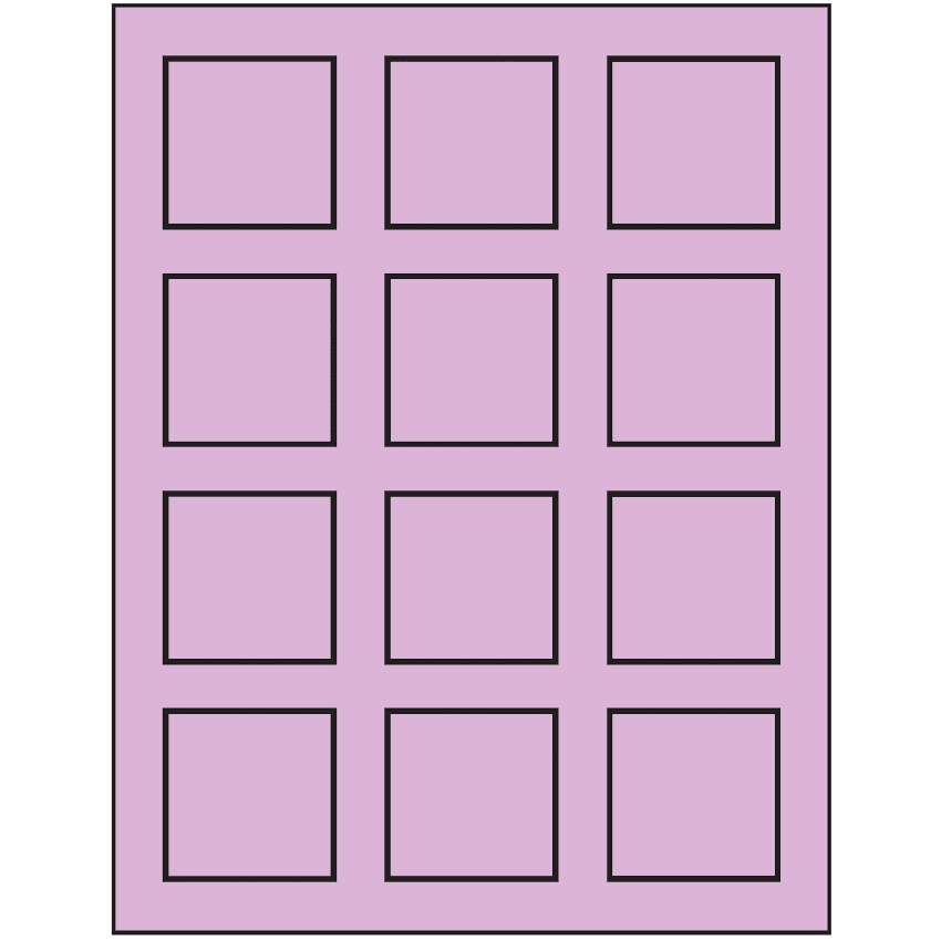 2" x 2" Pastel Purple Square Sheet Labels