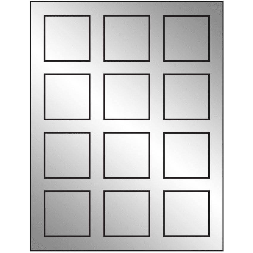 2" x 2" Silver Foil Square Sheet Labels