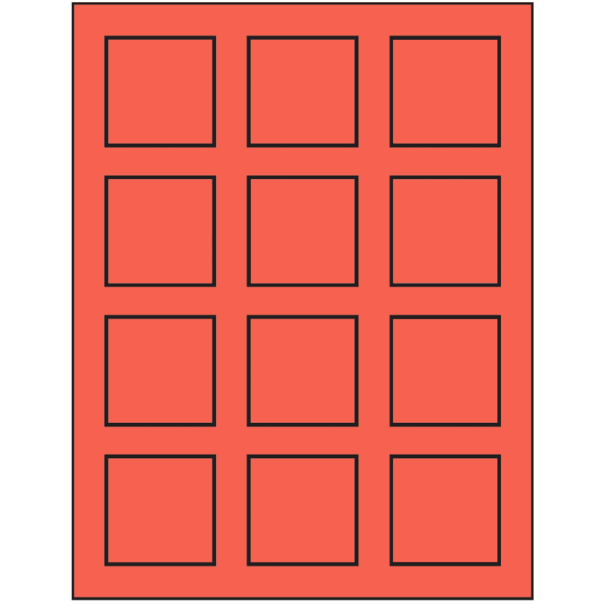 2" x 2" Red Square Sheet Labels