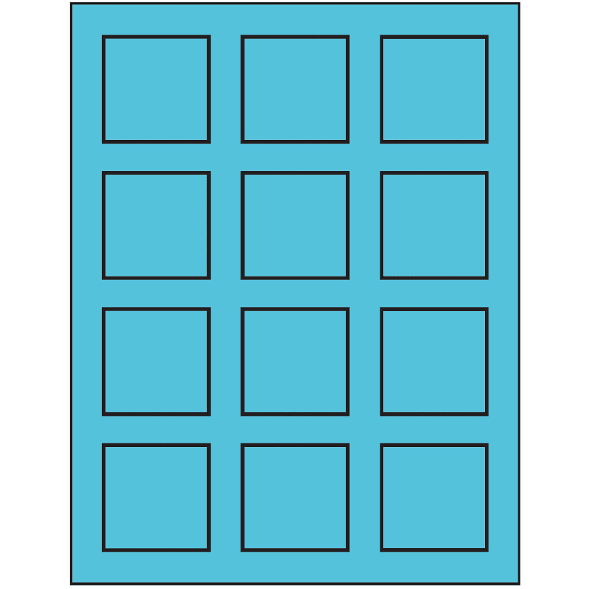 2" x 2" Turquoise Square Sheet Labels