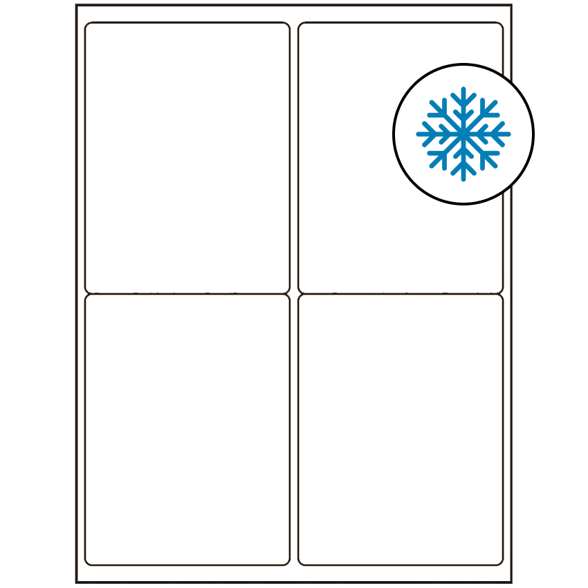 4" x 5" White Rectangular Sheet Labels (4-UP) - Freezer Grade Adhesive
