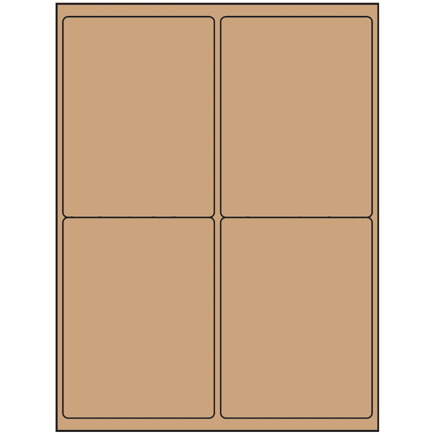 4" x 5" Brown Kraft Rectangular Sheet Labels (4-UP)