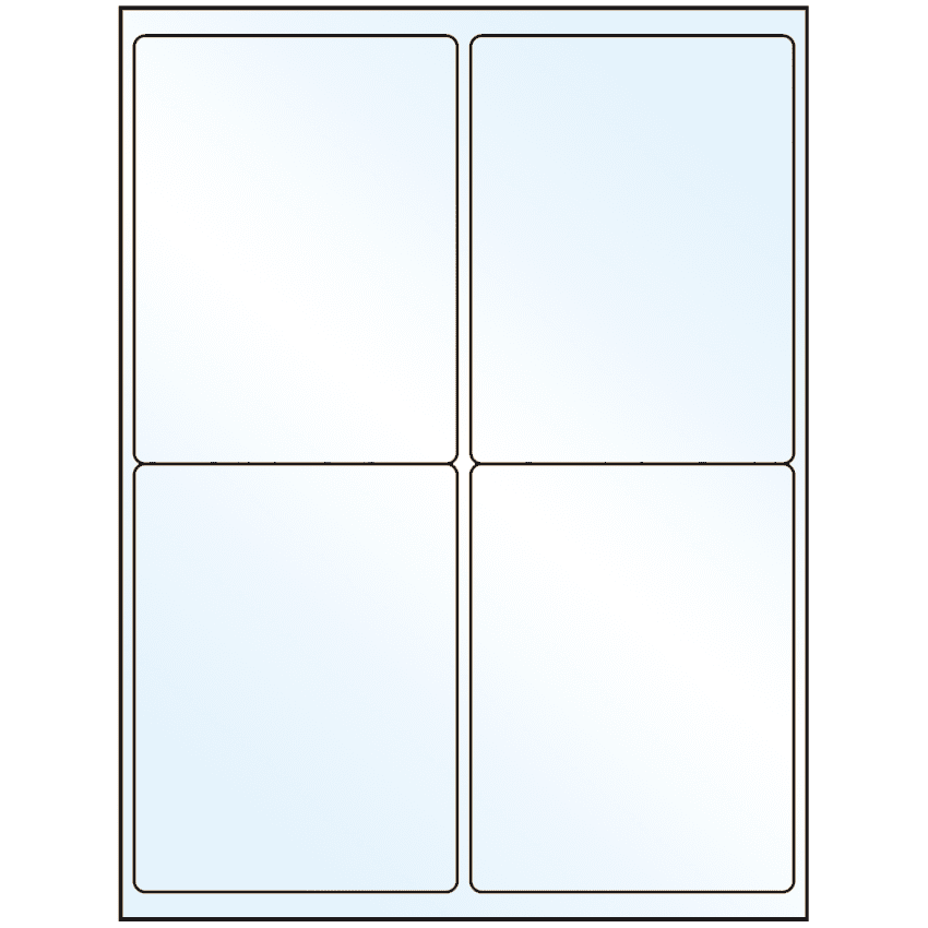 4" x 5" Crystal Clear Rectangular Sheet Labels (4-UP)