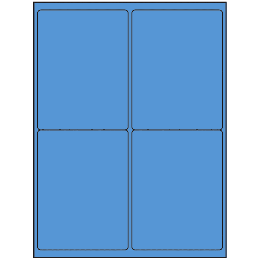 4" x 5" Fluorescent Blue Rectangular Sheet Labels (4-UP)