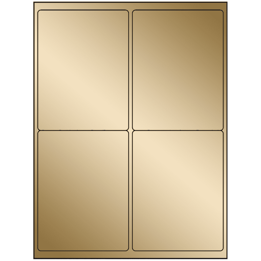 4" x 5" Gold Foil Rectangular Sheet Labels (4-UP)