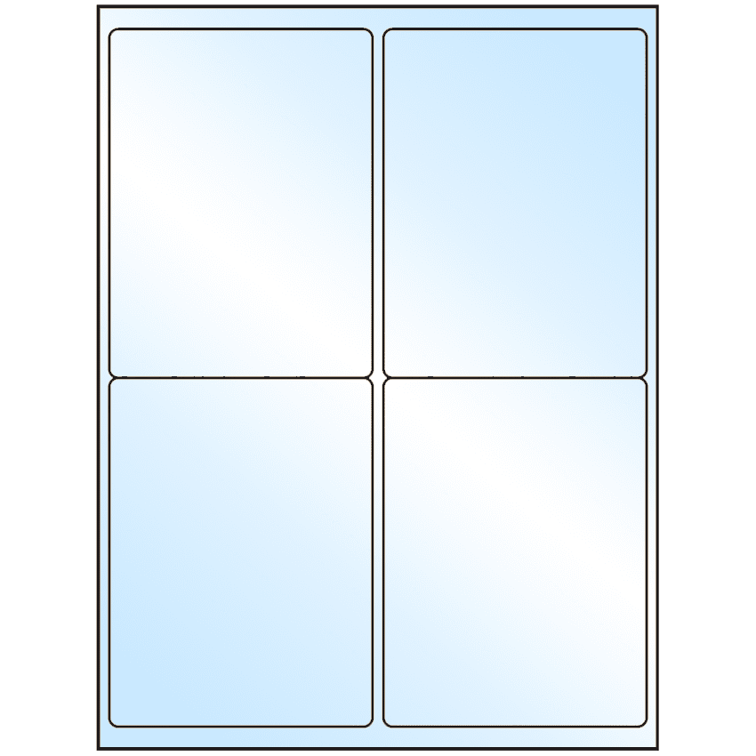 4" x 5" White Premium High Gloss Rectangular Sheet Labels (4-UP)