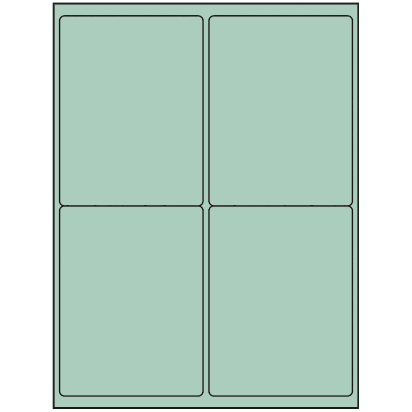 4" x 5" Pastel Green Rectangular Sheet Labels (4-UP)