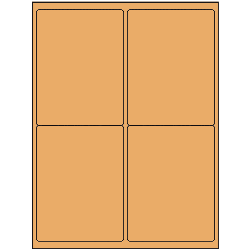 4" x 5" Pastel Orange Rectangular Sheet Labels (4-UP)