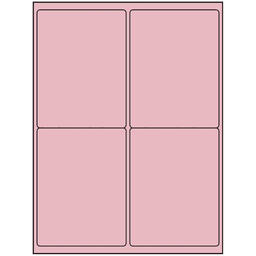 4" x 5" Pastel Pink Rectangular Sheet Labels (4-UP)