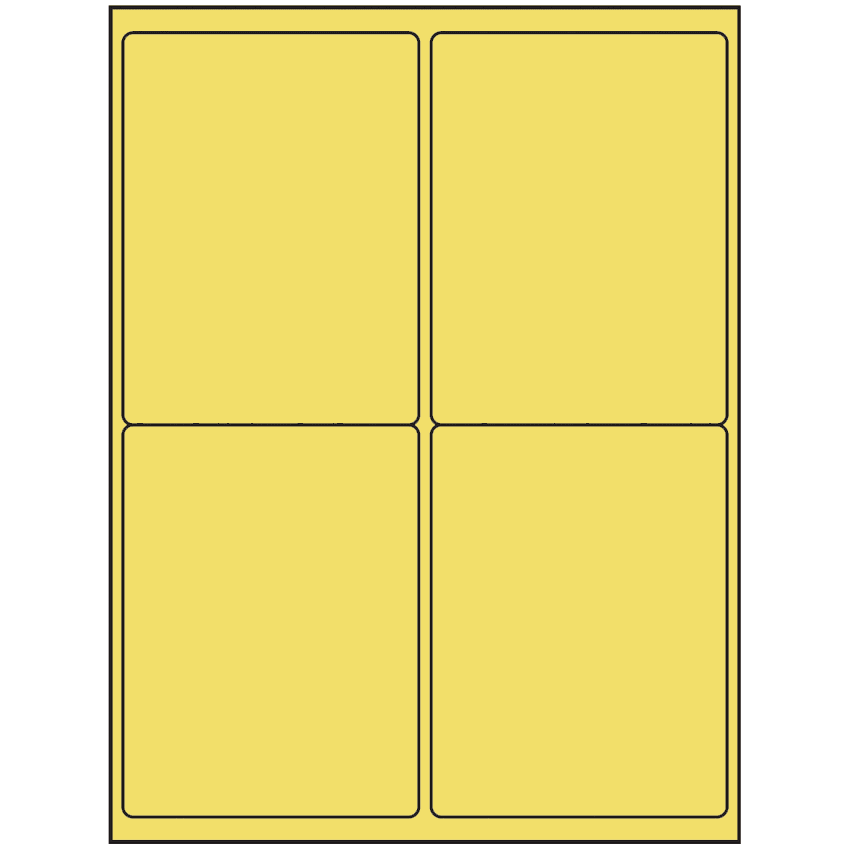 4" x 5" Pastel Yellow Rectangular Sheet Labels (4-UP)
