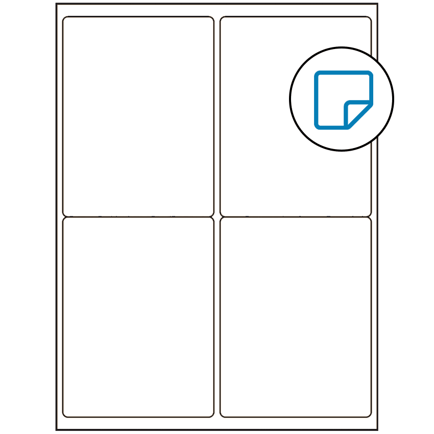 4" x 5" White Rectangular Sheet Labels (4-UP) - Removable Adhesive