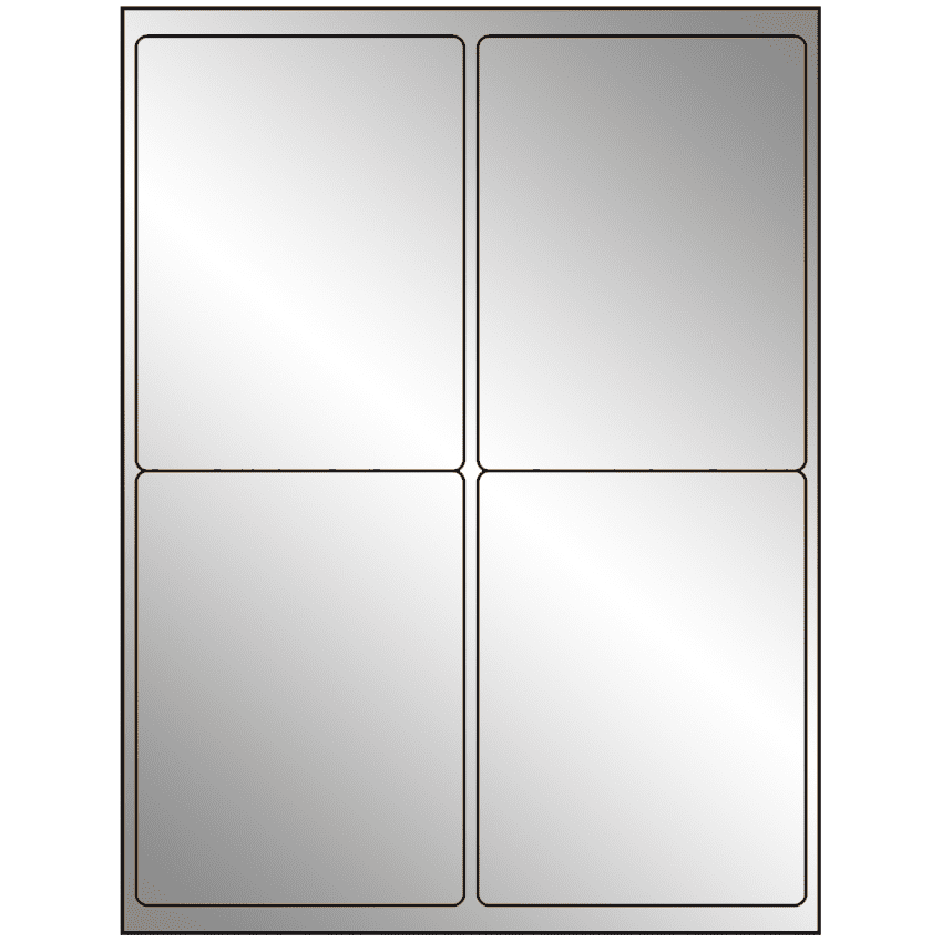 4" x 5" Silver Foil Rectangular Sheet Labels (4-UP)