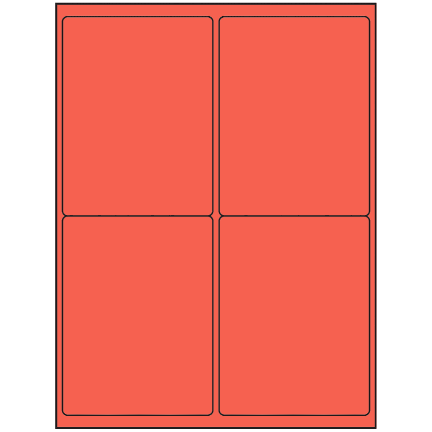4" x 5" Red Rectangular Sheet Labels (4-UP)