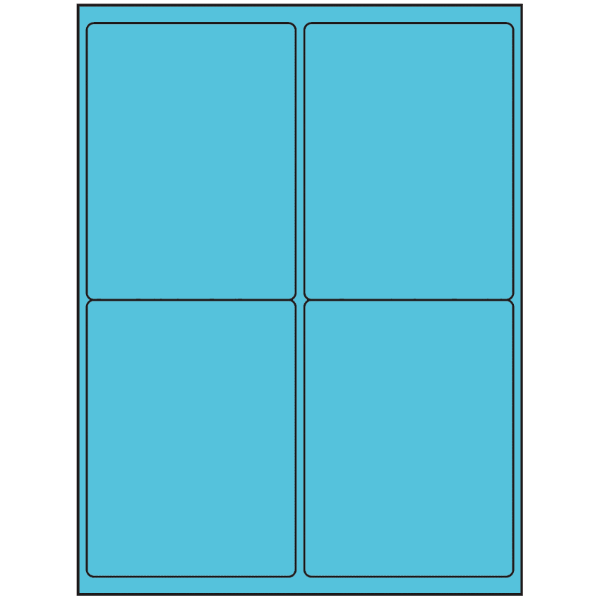 4" x 5" Turquoise Rectangular Sheet Labels (4-UP)