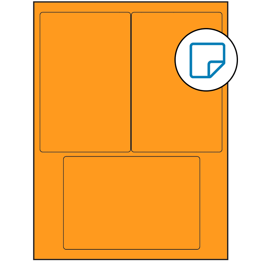 4" x 6" Fluorescent Orange Rectangular Sheet Labels - Removable Adhesive