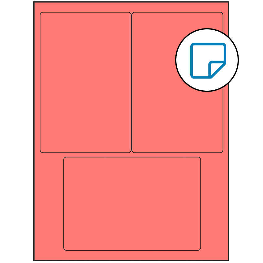 4" x 6" Fluorescent Red Rectangular Sheet Labels - Removable Adhesive