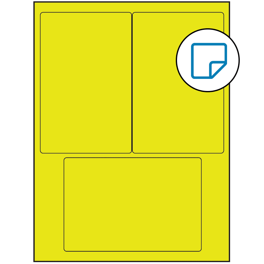 4" x 6" Fluorescent Yellow Rectangular Sheet Labels - Removable Adhesive