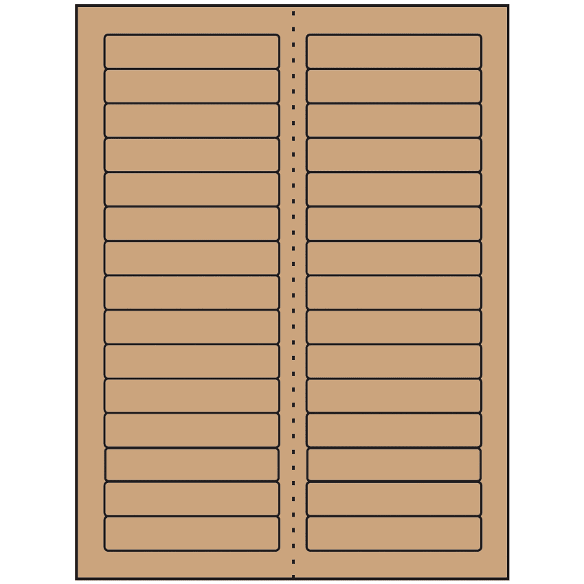 3.4375" x 0.667" Brown Kraft Rectangular Sheet Labels