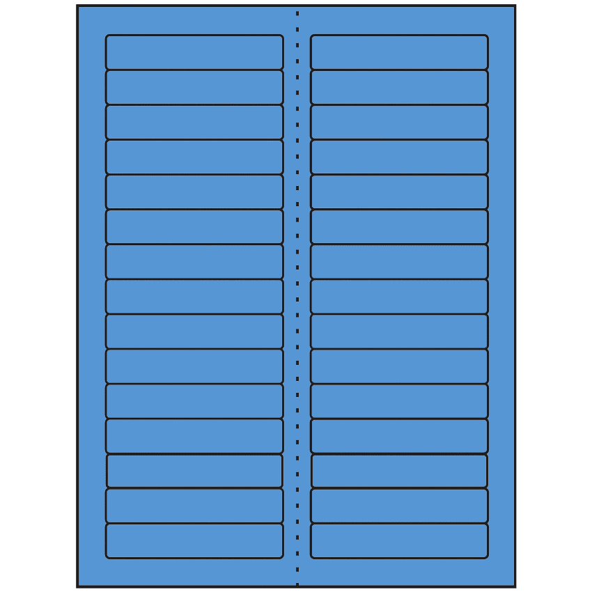 3.4375" x 0.667" Fluorescent Blue Rectangular Sheet Labels