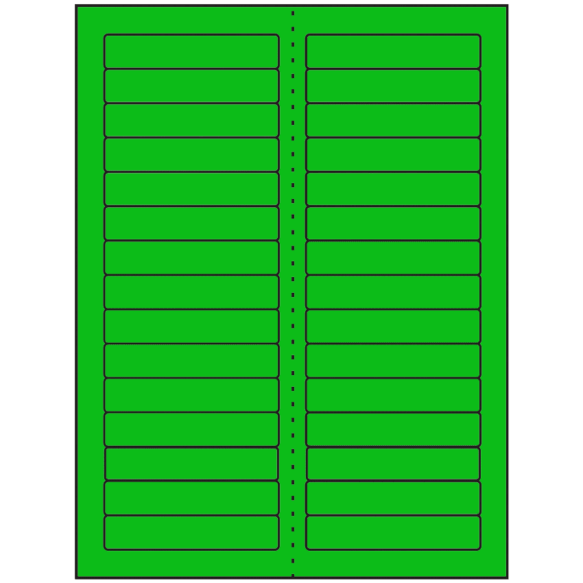 3.4375" x 0.667" Fluorescent Green Rectangular Sheet Labels