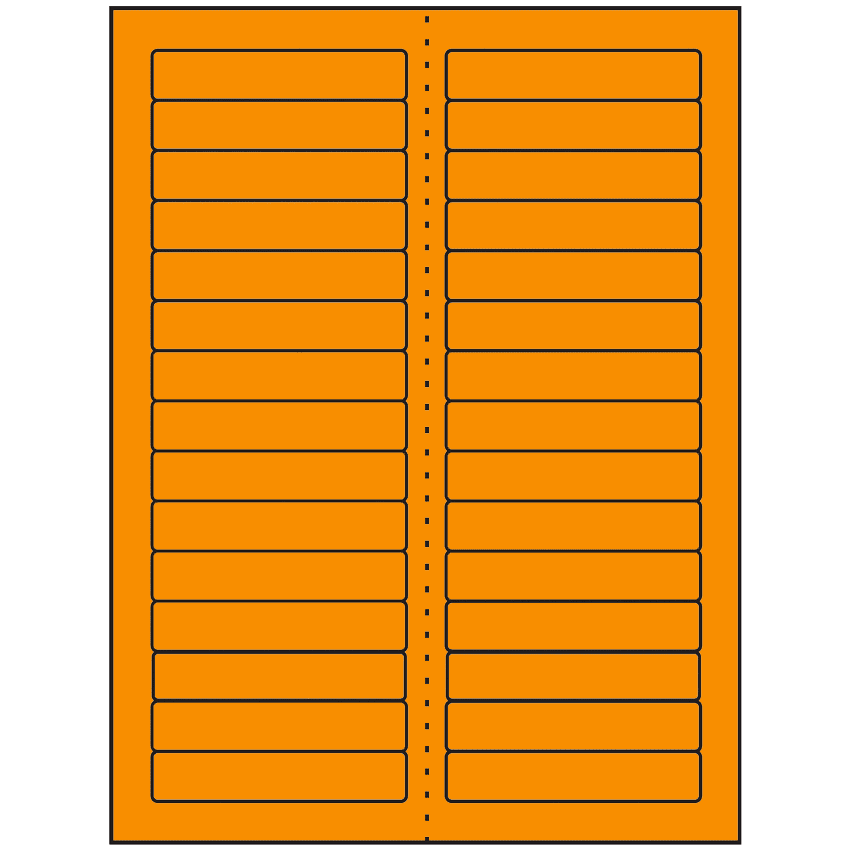 3.4375" x 0.667" Fluorescent Orange Rectangular Sheet Labels