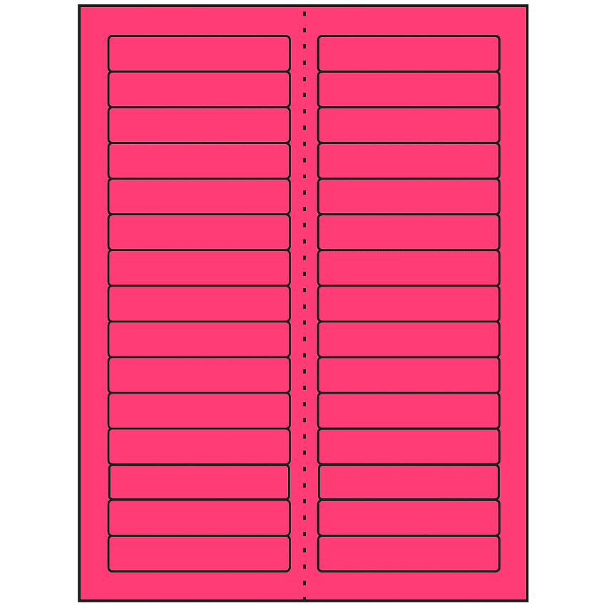 3.4375" x 0.667" Fluorescent Pink Rectangular Sheet Labels