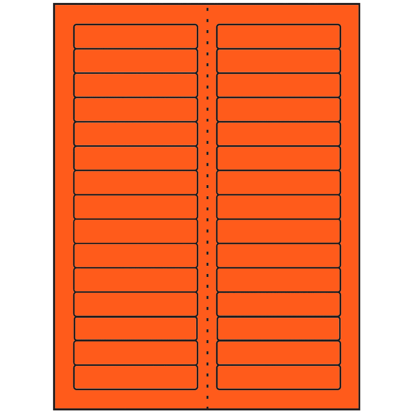 3.4375" x 0.667" Fluorescent Red Rectangular Sheet Labels