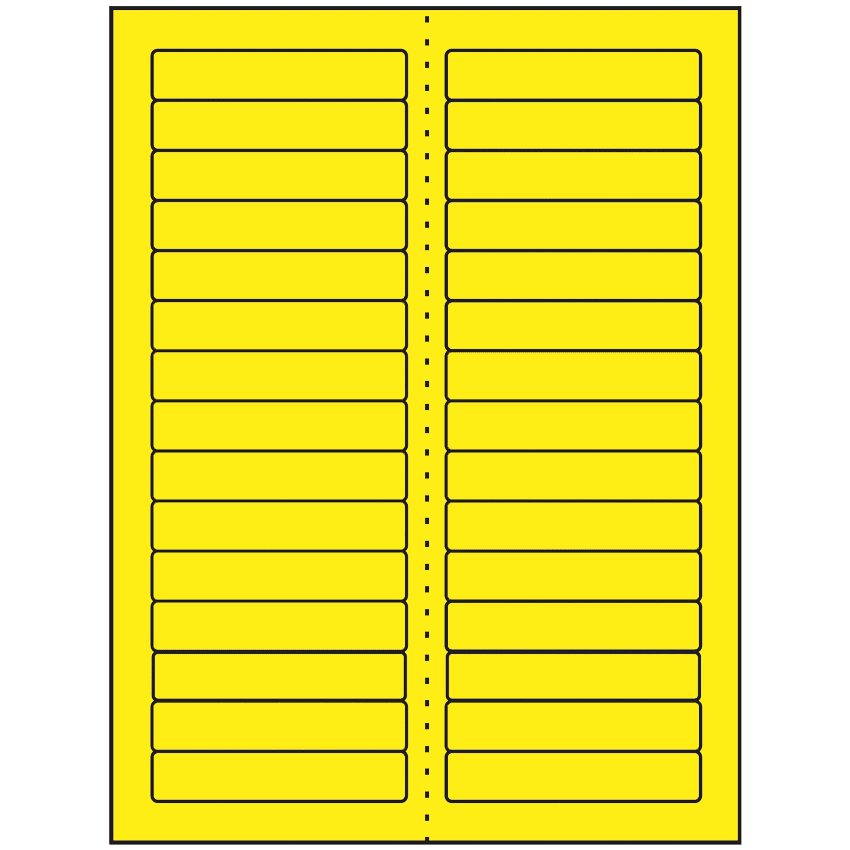 3.4375" x 0.667" Fluorescent Yellow Rectangular Sheet Labels