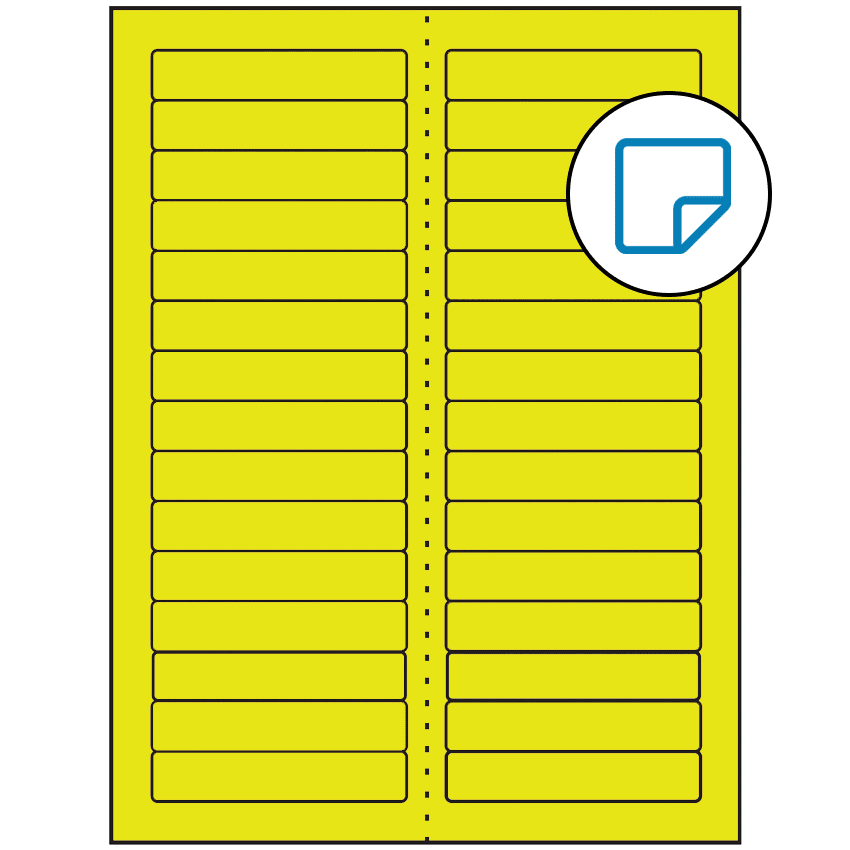 3.4375" x 0.667" Fluorescent Yellow Rectangular Sheet Labels - Removable Adhesive