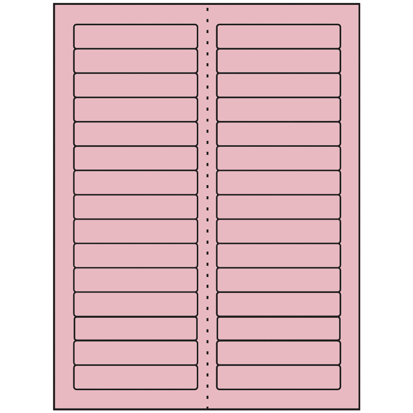 3.4375" x 0.667" Pastel Pink Rectangular Sheet Labels