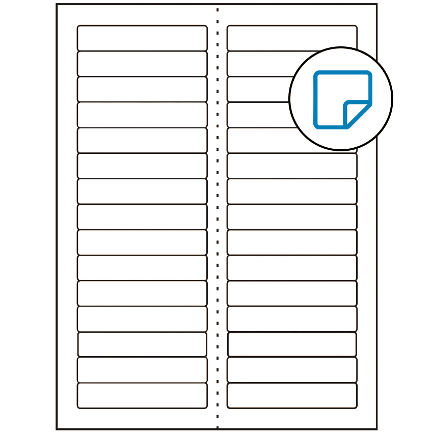 3.4375" x 0.667" White Rectangular Sheet Labels - Removable Adhesive