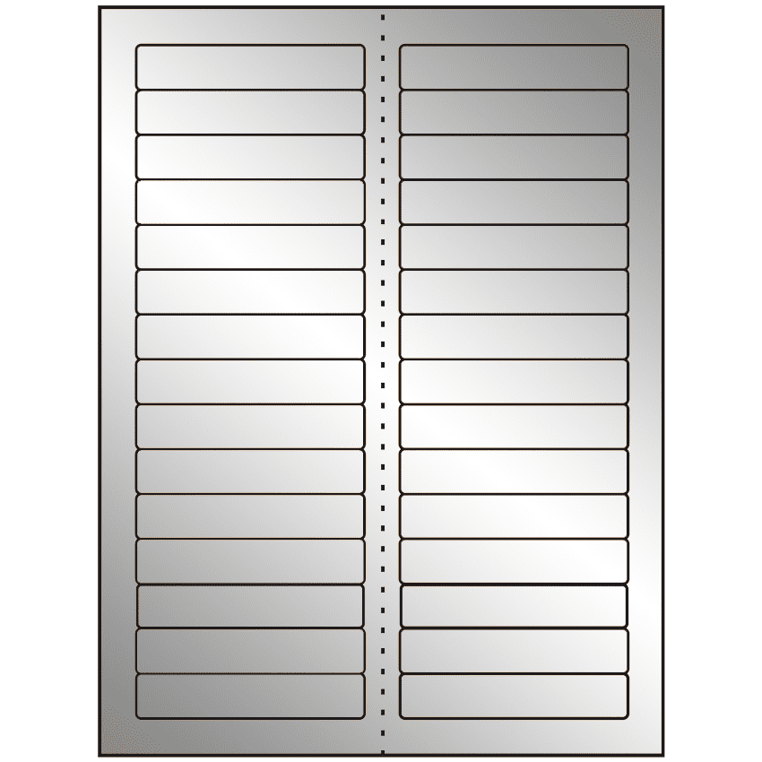 3.4375" x 0.667" Silver Foil Rectangular Sheet Labels