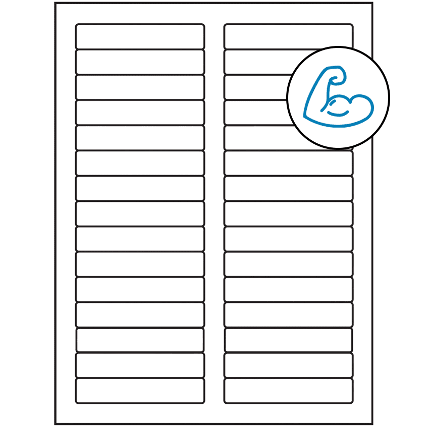 3.4375" x 0.667" White Rectangular Sheet Labels - Ultra Aggressive Adhesive