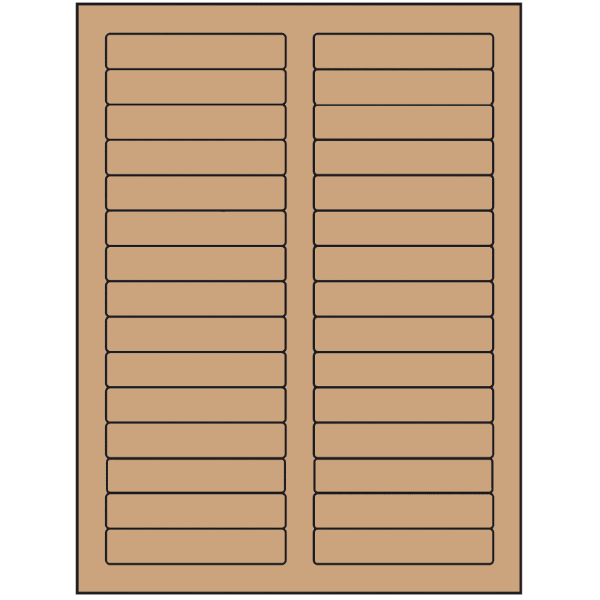 3.4375" x 0.667" Brown Kraft Rectangular Sheet Labels