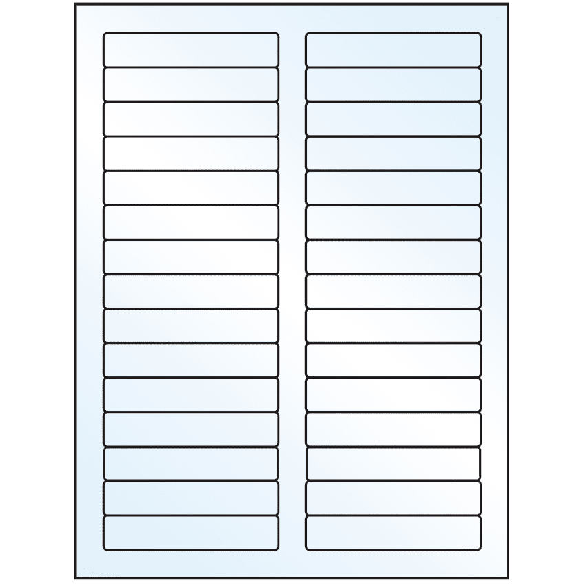 3.4375" x 0.667" Crystal Clear Rectangular Sheet Labels