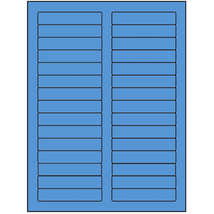 3.4375" x 0.667" Fluorescent Blue Rectangular Sheet Labels