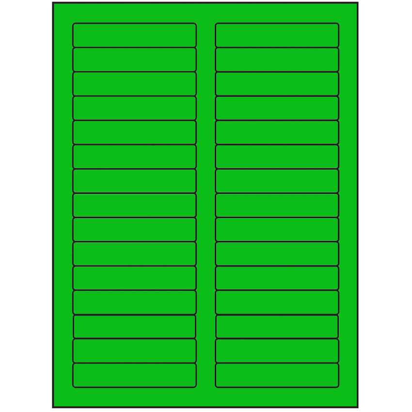 3.4375" x 0.667" Fluorescent Green Rectangular Sheet Labels