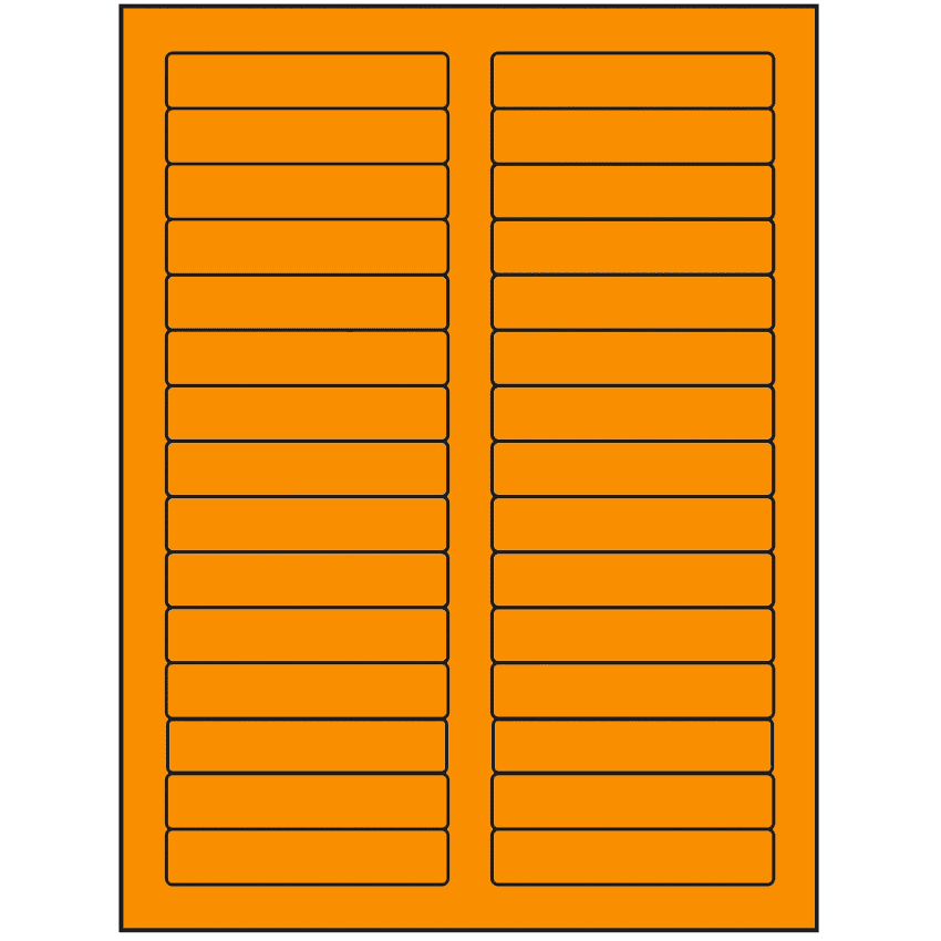 3.4375" x 0.667" Fluorescent Orange Rectangular Sheet Labels