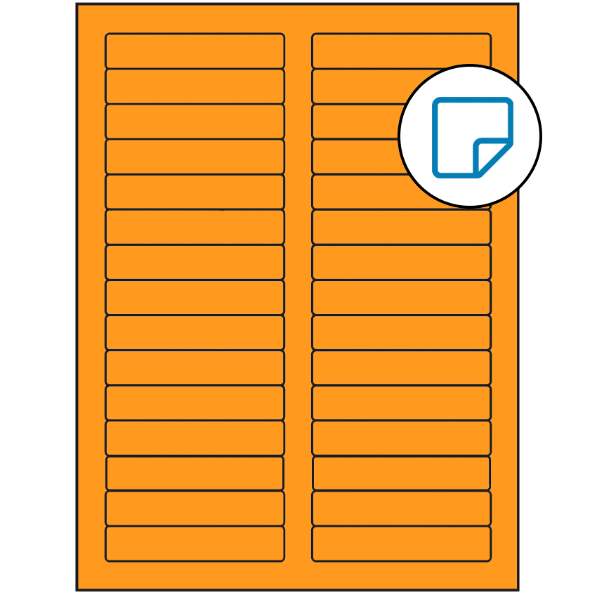 3.4375" x 0.667" Fluorescent Orange Rectangular Sheet Labels - Removable Adhesive